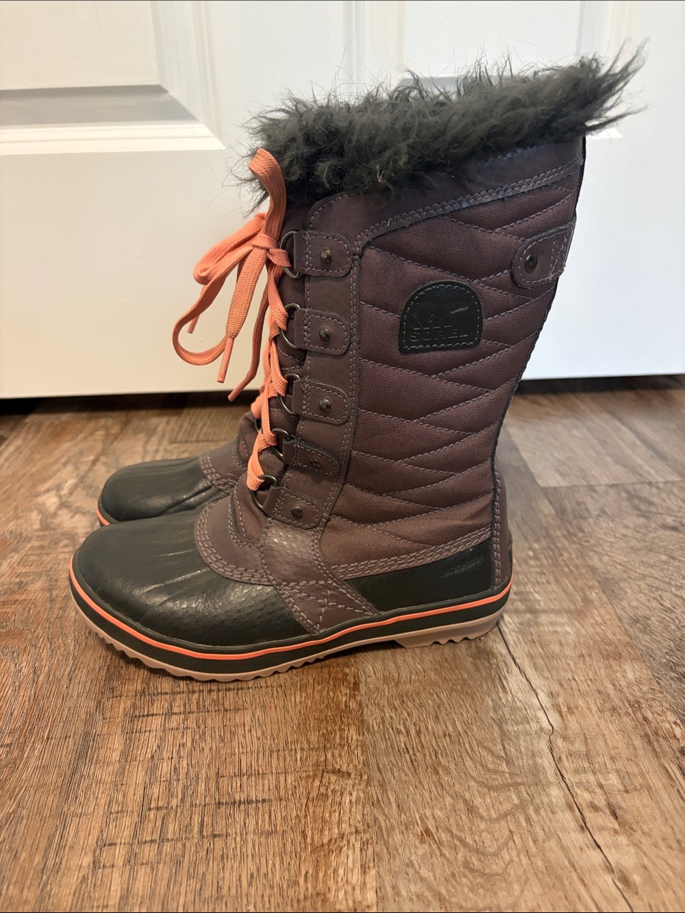Sorel Girls Purpel and Coral Lace-Up Insulated Winter Boots